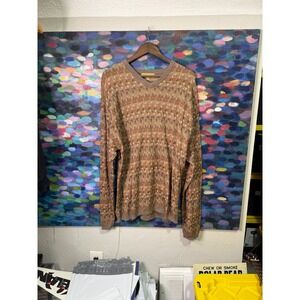 Tricots St Raphael Collection Mens XXL V Neck Geometric Pattern sweater